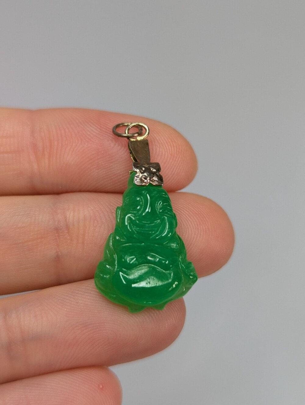 Green Jade Buddha Pendant Necklace Charm